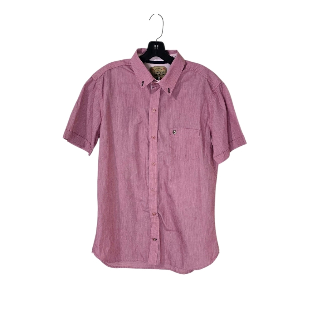 Frankie Morello Heather Red Cotton Button Up Shirt Short Sleeve Men's Medium